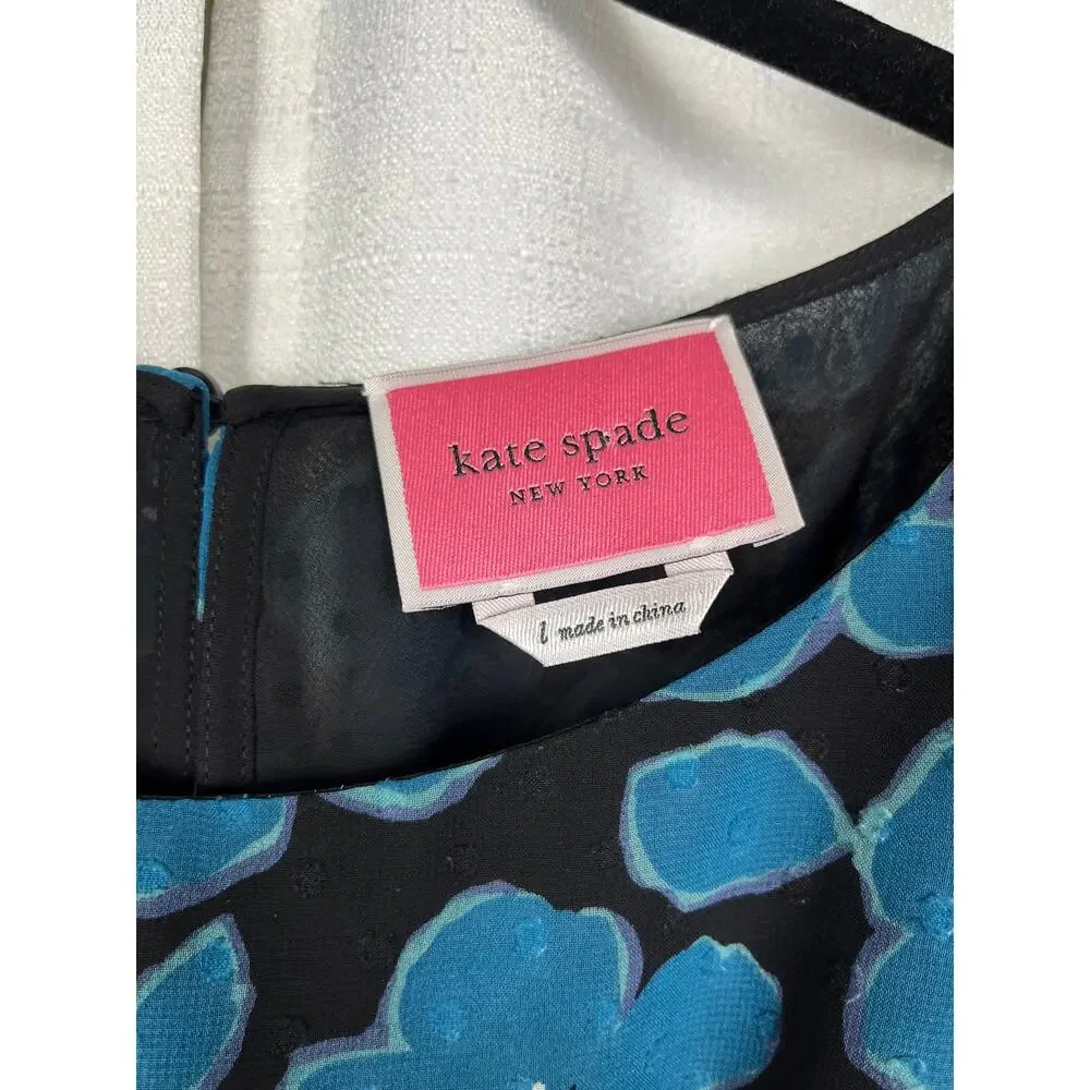 Kate Spade Blue Whimsical Floral Blaire Midi Dress Sz.L